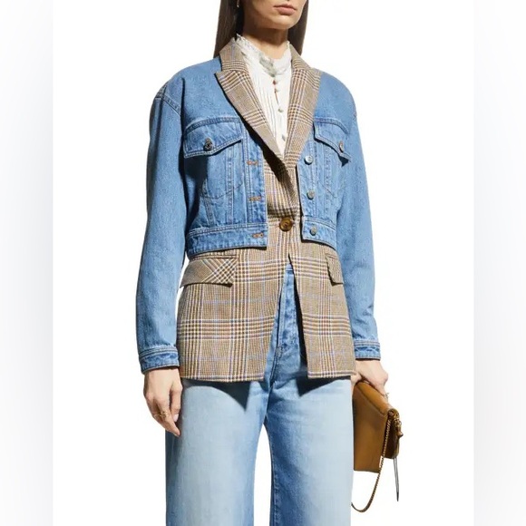 Veronica Beard Jackets & Blazers - NWT Veronica Beard Keaton Plaid Denim Combo Dickey Jacket Size Small Two Piece